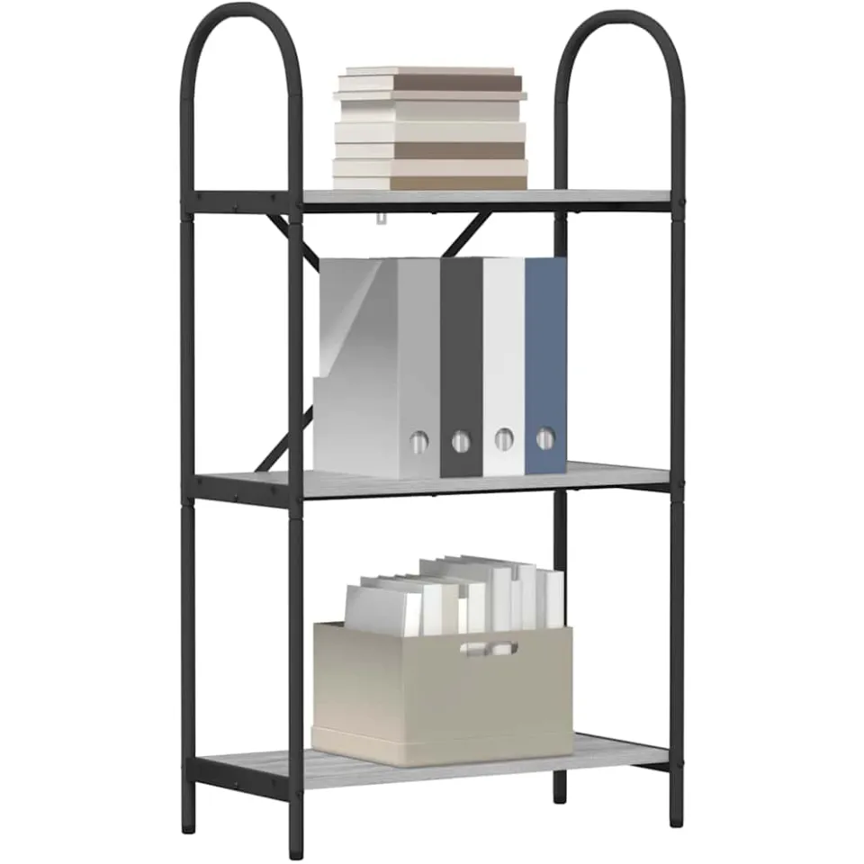 vidaXL Boekenkast 3-laags 60 x 30 x 109 cm Bewerkt hout Grijs Sonoma