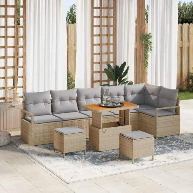 vidaXL Tuin Sofa Set 9 st Beige Poly riet, foto 2