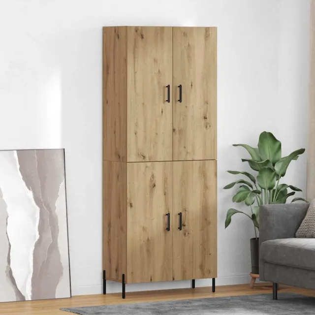vidaXL Highboard Artisan Eiken 69,5 x 34 x 180 cm Bewerkt hout Bruin