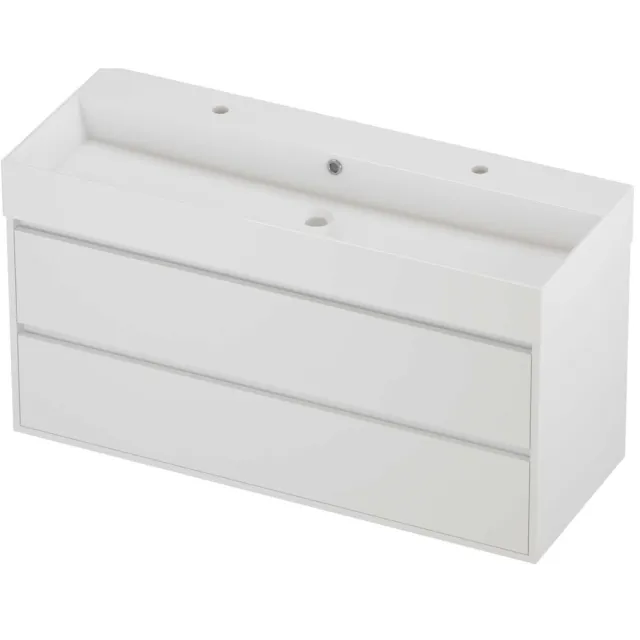 Proline Zara Badmeubelset Porselein Loft 2 Kraangaten Greeploos 120x46x65 cm Glans Wit Mat White Mat Wit