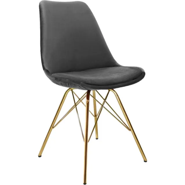 Kick Collection KICK® VELVET Kuipstoel Donkergrijs – Eetkamerstoel – Velvet – Goud Frame Donker Grijs, Goud