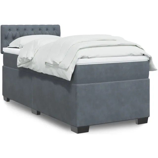 vidaXL Boxspring met matras fluweel donkergrijs 100x200 cm grijs