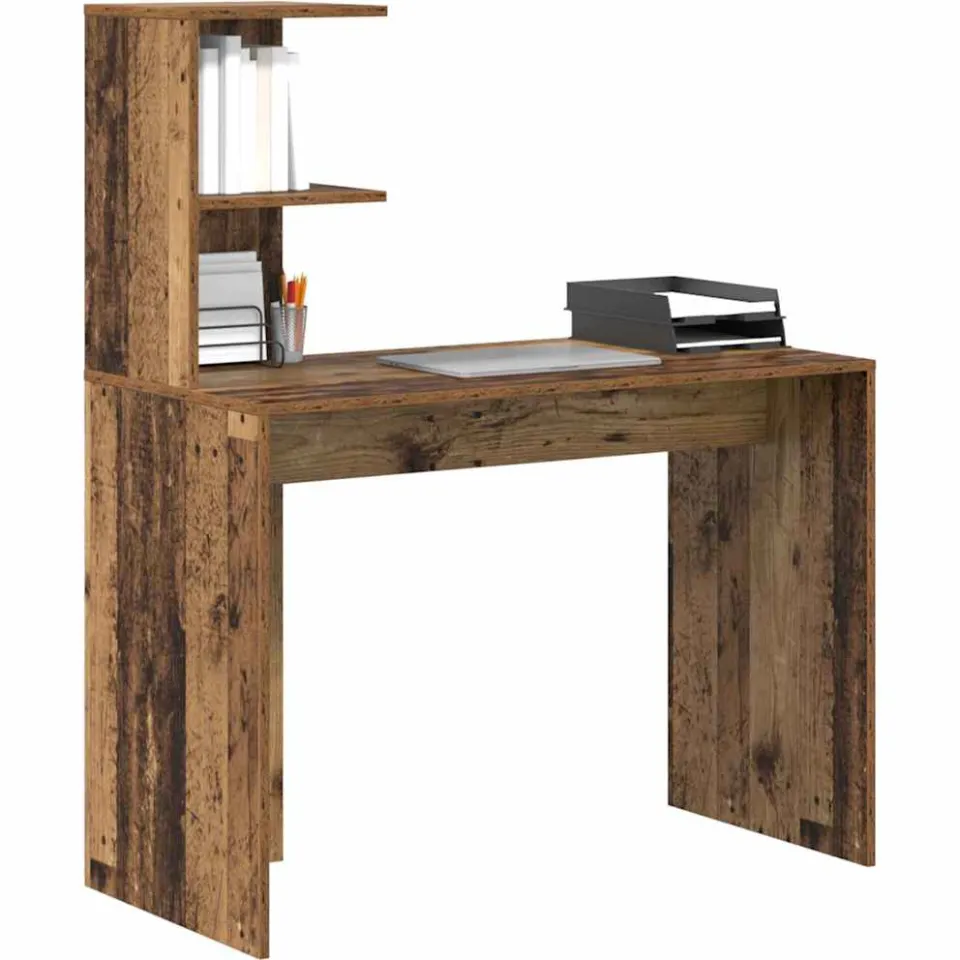 vidaXL Bureau Oud Hout 102 x 50 x 124 cm Bewerkt hout Bruin