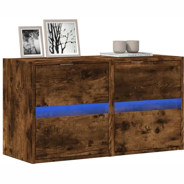 vidaXL Tv-wandmeubels met LED 2 st 41x31x45 cm gerookt eikenkleurig Bruin