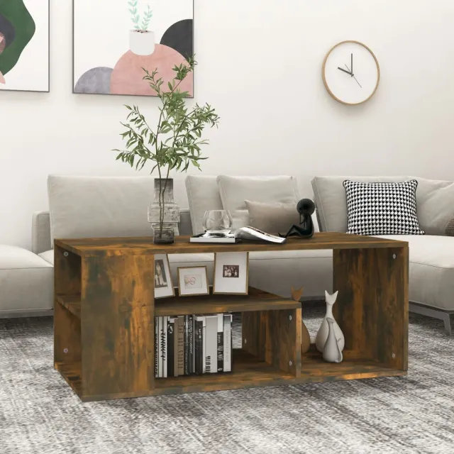 vidaXL Salontafel 100x50x40 cm bewerkt hout gerookt eikenkleurig, foto 2