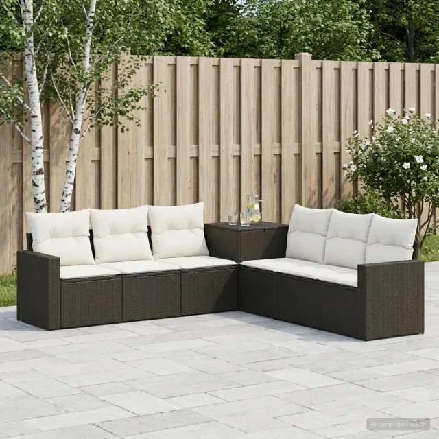 vidaXL Bankstel 7 st Zwart en Cream Wit 55 x 55 x 69 cm