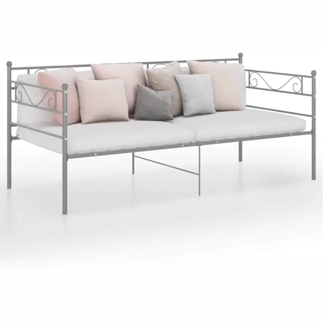 vidaXL Slaapbank metaal grijs 90x200 cm