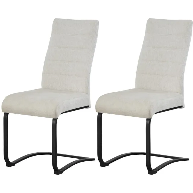 Furnilux Leni eetkamerstoel set van 2 in crème - Moderne fauteuil met pocketvering - 43cm blanc