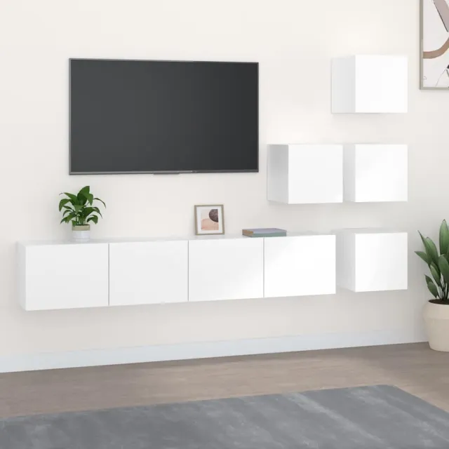 vidaXL Tv-wandmeubel bewerkt hout wit, foto 2