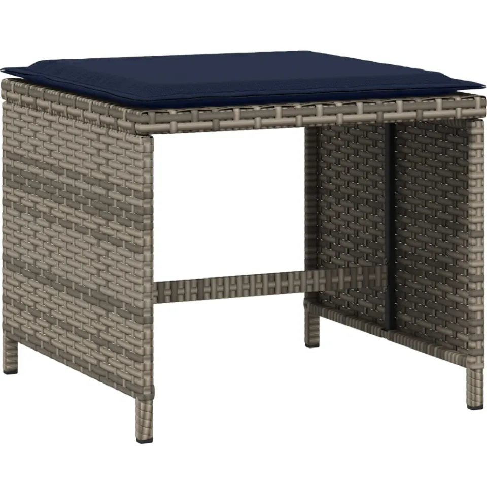 vidaXL Tuinkrukken 4 st met kussens 40x40x35 cm poly rattan grijs