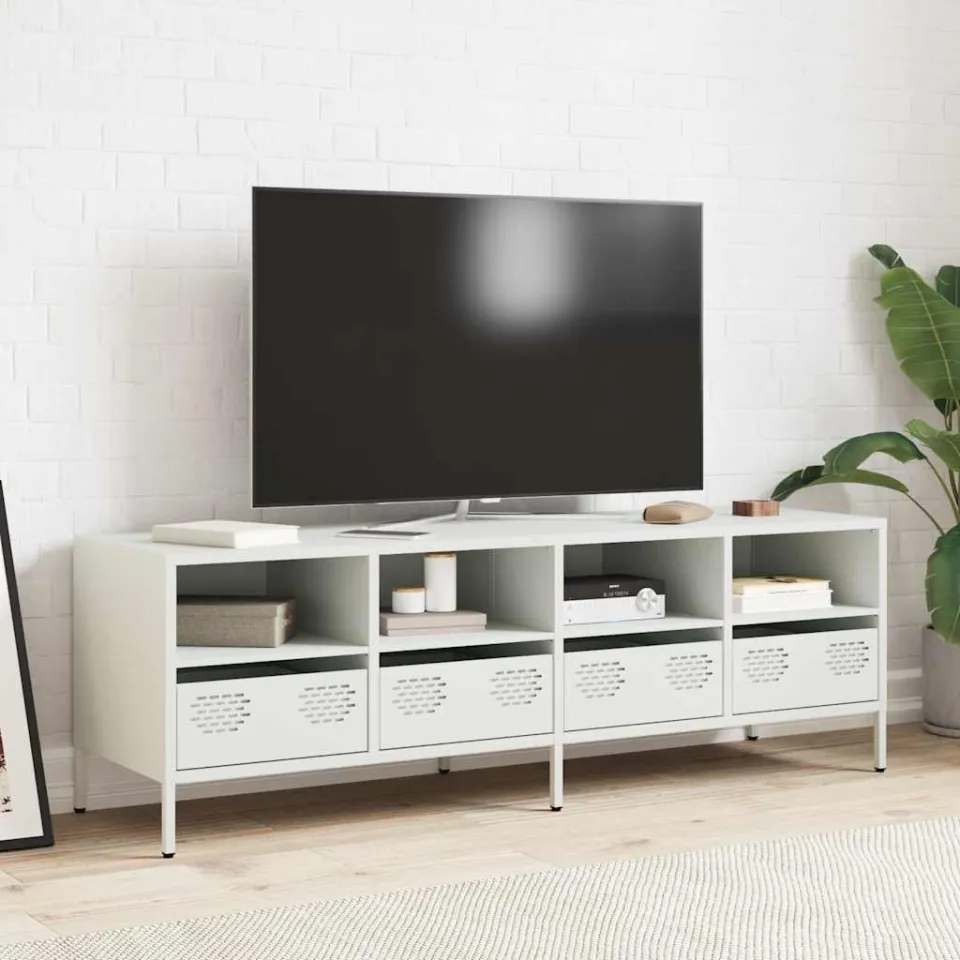 vidaXL Tv-meubel 135x39x43,5 cm koudgewalst staal wit, foto 2