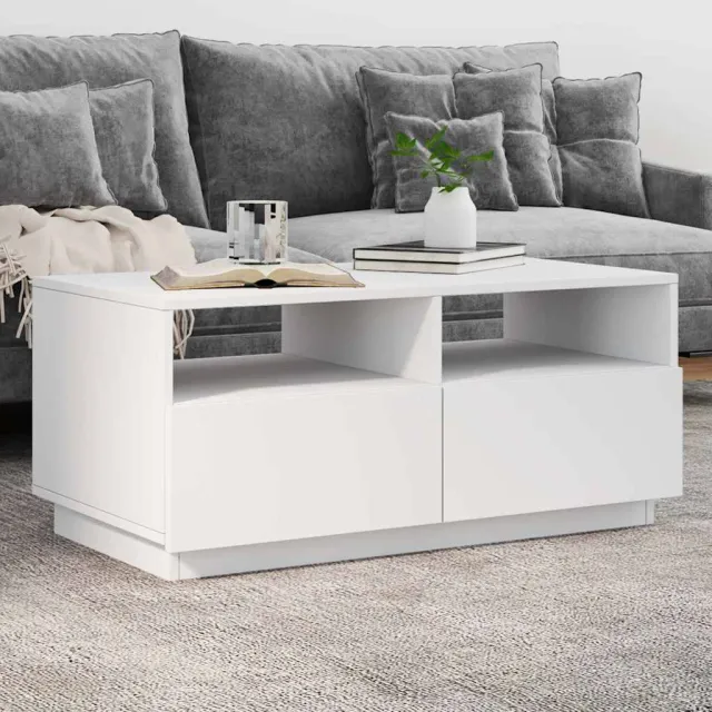 vidaXL Salontafel met LED-verlichting 90x49x40 cm wit, foto 2
