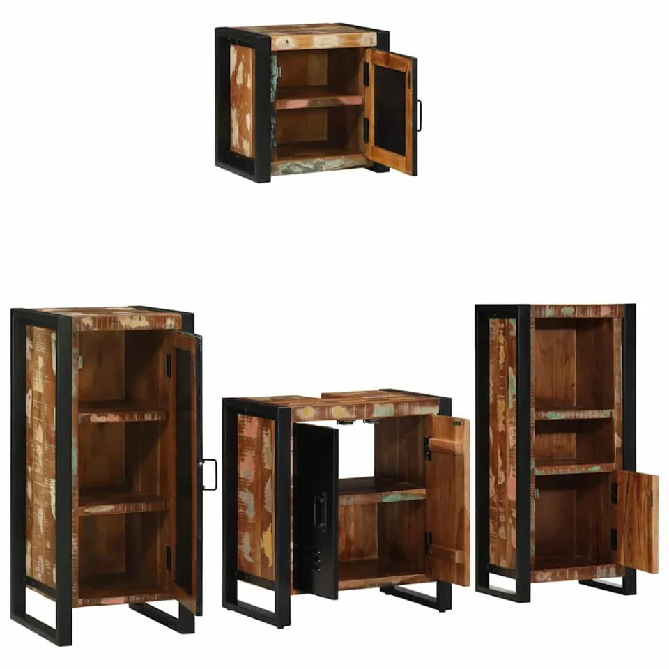 vidaXL Badkamermeubelset 4 st Multikleur en Zwart 40 x 35 x 90 cm, foto 2