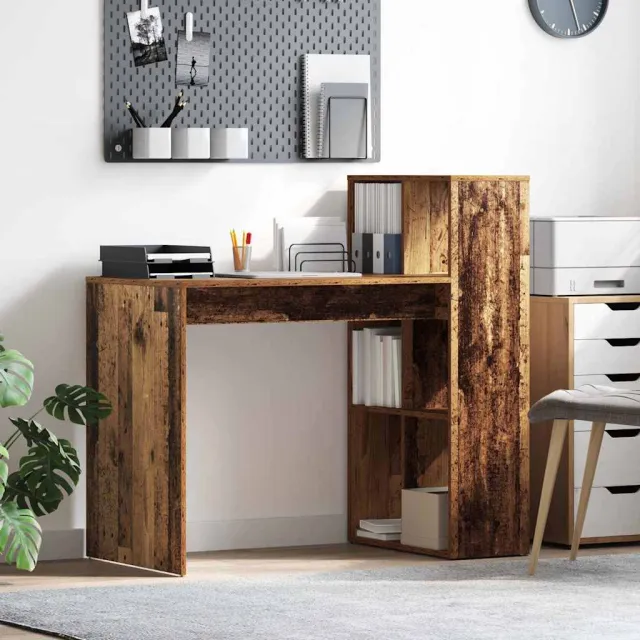 vidaXL Bureau Oud Hout 108 x 55 x 103 cm Bewerkt hout Bruin