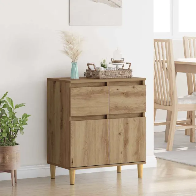 vidaXL Dressoir Artisan Eiken 60 x 35 x 70 cm Bewerkt hout Bruin