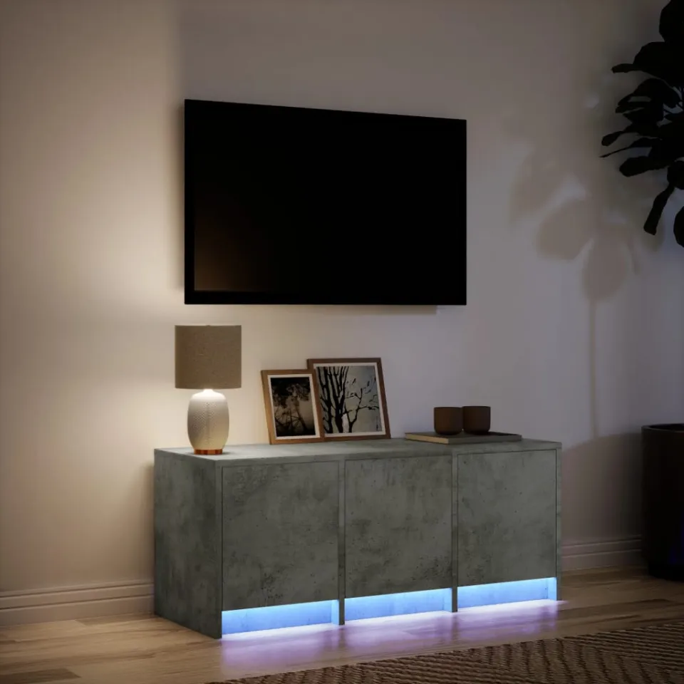 vidaXL Tv-meubel met LED 97x34x40 cm bewerkt hout betongrijs grijs, foto 4