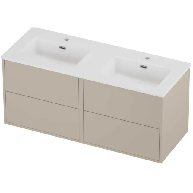 Proline Tribute Badmeubelset Porselein Elegant Symmetrisch 120x46x54 cm Glans Wit Soft Linen Beige