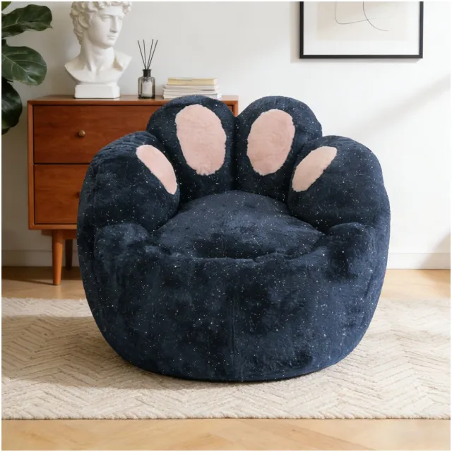 Wishdor Fauteuil in pootafdrukvorm - Brede zitting met zachte rondingen - Organisch ontwerp met subtiele glinstering - Voor woonkamer leeshoek en creatieve ruimte - Blauw - 90 x 90 x 75 cm