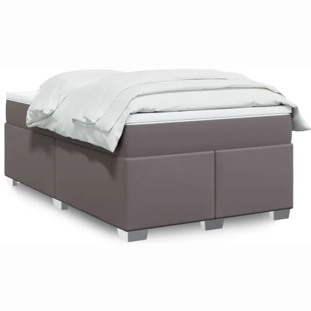 vidaXL Boxspring met matras kunstleer grijs 120x200 cm