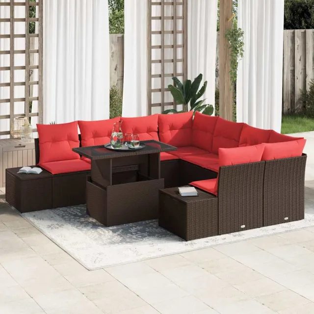 vidaXL Tuin Sofa Set 9 st Bruin poly rattan, foto 2