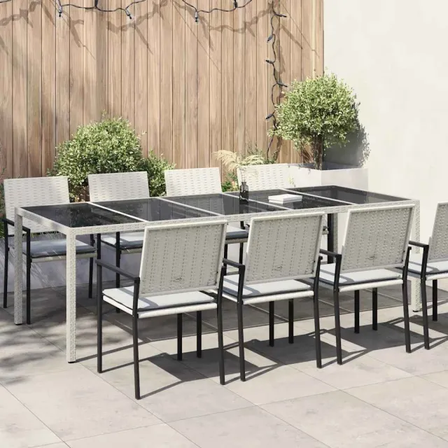 vidaXL Tuintafel 250x100x75 cm poly rattan en gehard glas wit, foto 2