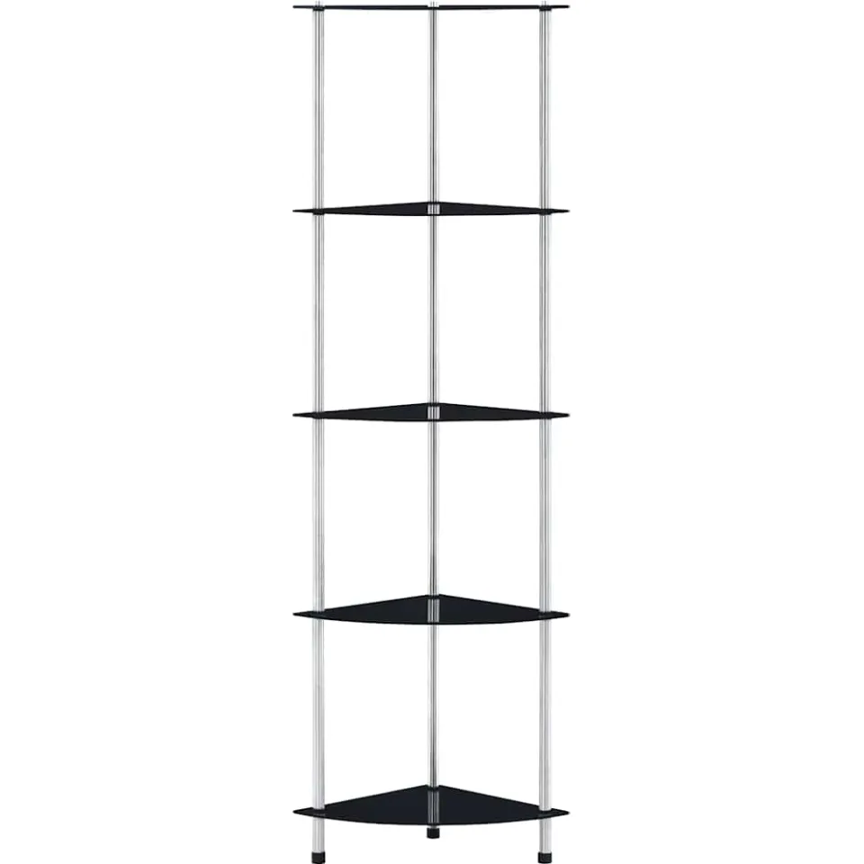 vidaXL Kastje 5-laags 30x30x130 cm gehard glas zwart