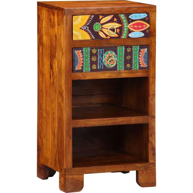vidaXL Florale Einde Tafel met lade met opslag Bruin 40 x 35 x 75 cm