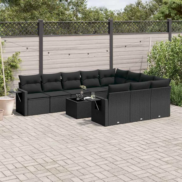 vidaXL 11-delige Loungeset met kussens poly rattan zwart, foto 2