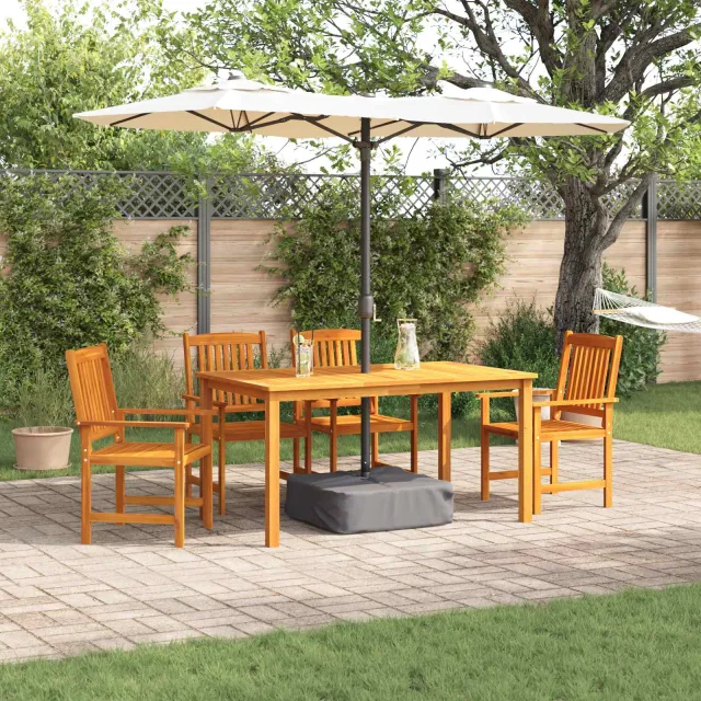 vidaXL Tuin eettafelset 5 st Bruin Massief Acaciahout, foto 2