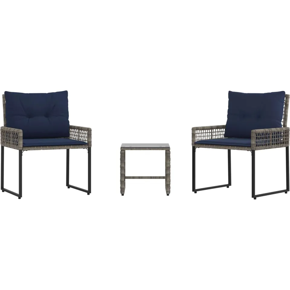 vidaXL Buitenmeubelset 3 st Grijs en Marineblauw