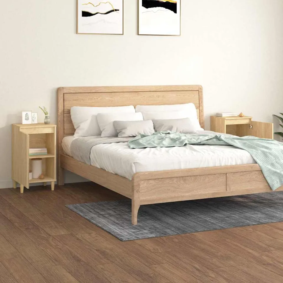 vidaXL Nachtkastjes 2 st 40x35x70 cm bewerkt hout sonoma eikenkleurig, foto 3