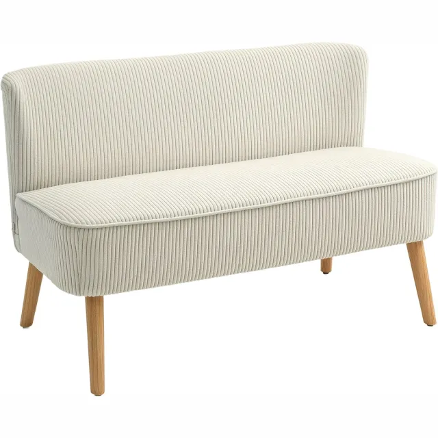 Homcom 2-zitsbank met gevoerde rugleuning - Loveseat - Zitbank - Cremewit