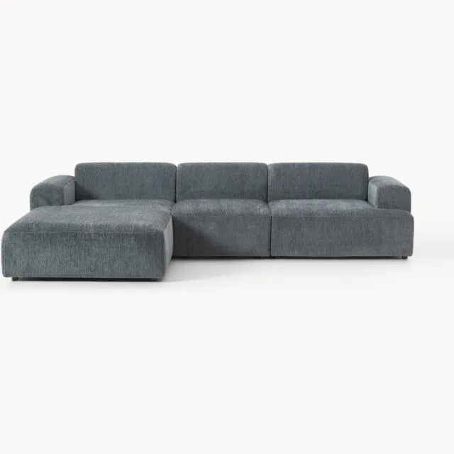 Westwing Collection Hoekbank Melva (4-zits) Blauw