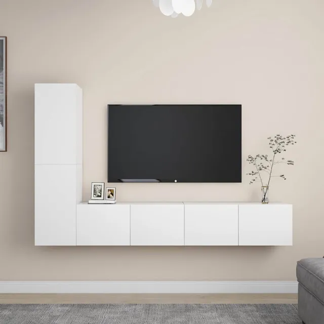 vidaXL 4-delige Tv-meubelset bewerkt hout wit, foto 2