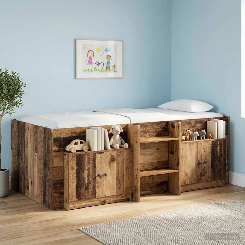 vidaXL Opbergkast voor Loftbed 2 st Oud hout 66 x 35 x 48 cm bruin, foto 3