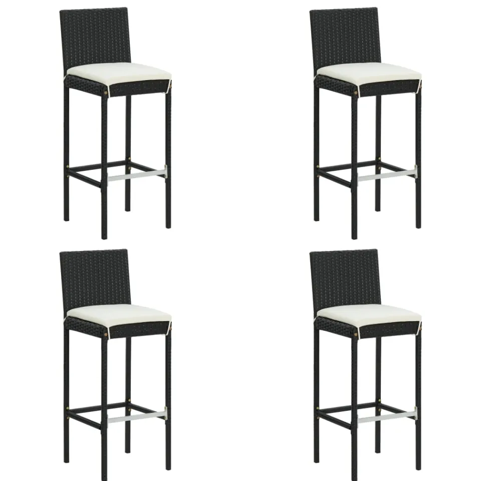 vidaXL 5-delige Tuinbarset met kussens poly rattan zwart, foto 3