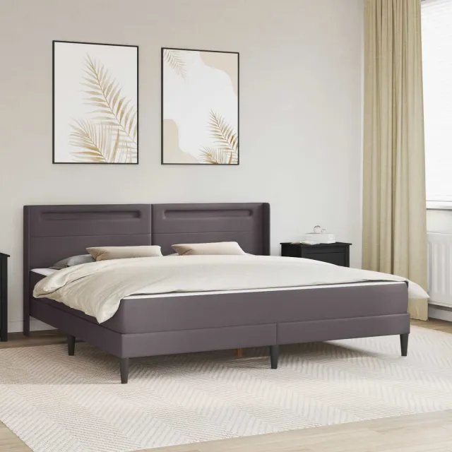 vidaXL Bedframe met matras Grijs 200 x 200 cm Kunstleer