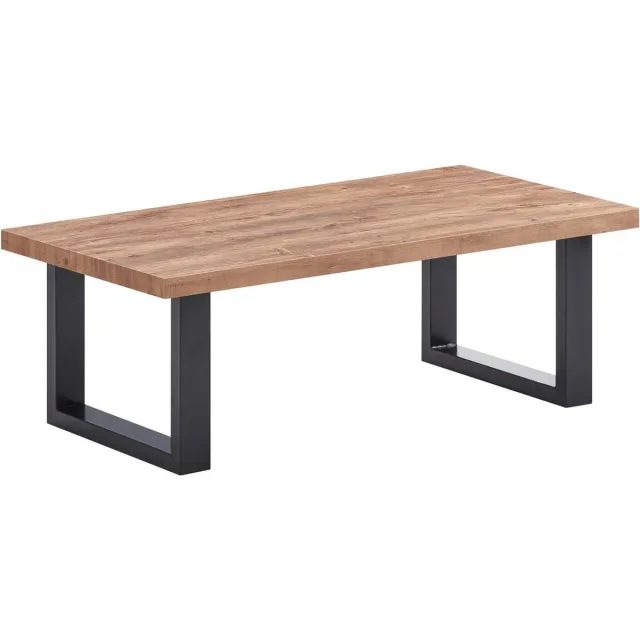 BELFURN salontafel Nestor in mango decor met U-poot in zwart metaal bruin