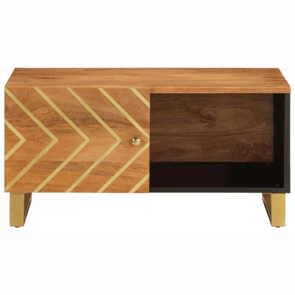 vidaXL Salontafel 80x50x40 cm massief mangohout bruin en zwart, foto 4