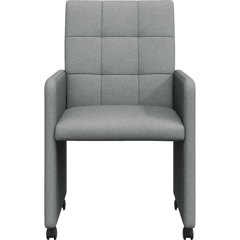 vidaXL Eetkamerstoelen met Wieltjes 2 st Stof Lichtgrijs, foto 4