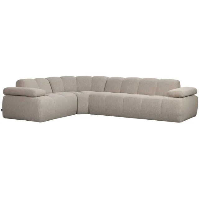 WOOOD Mojo Hoekbank Links - Ribstof - Roest Bruin - 74x310x230 beige melange