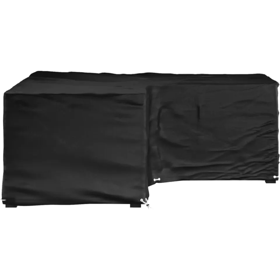 vidaXL Tuinmeubelhoezen met 16 oogjes L-vormig 215x215x70 cm Zwart