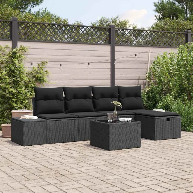 vidaXL Bankstel 5 st poly rattan Zwart