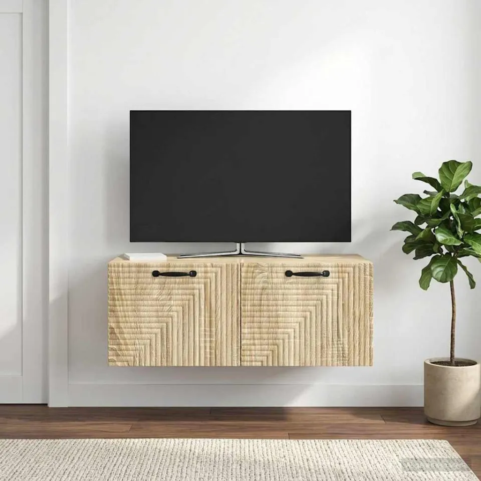 vidaXL Wandbeugel TV-kast Sonoma Eiken 78,5 x 41 x 30 cm Bewerkt hout, foto 4