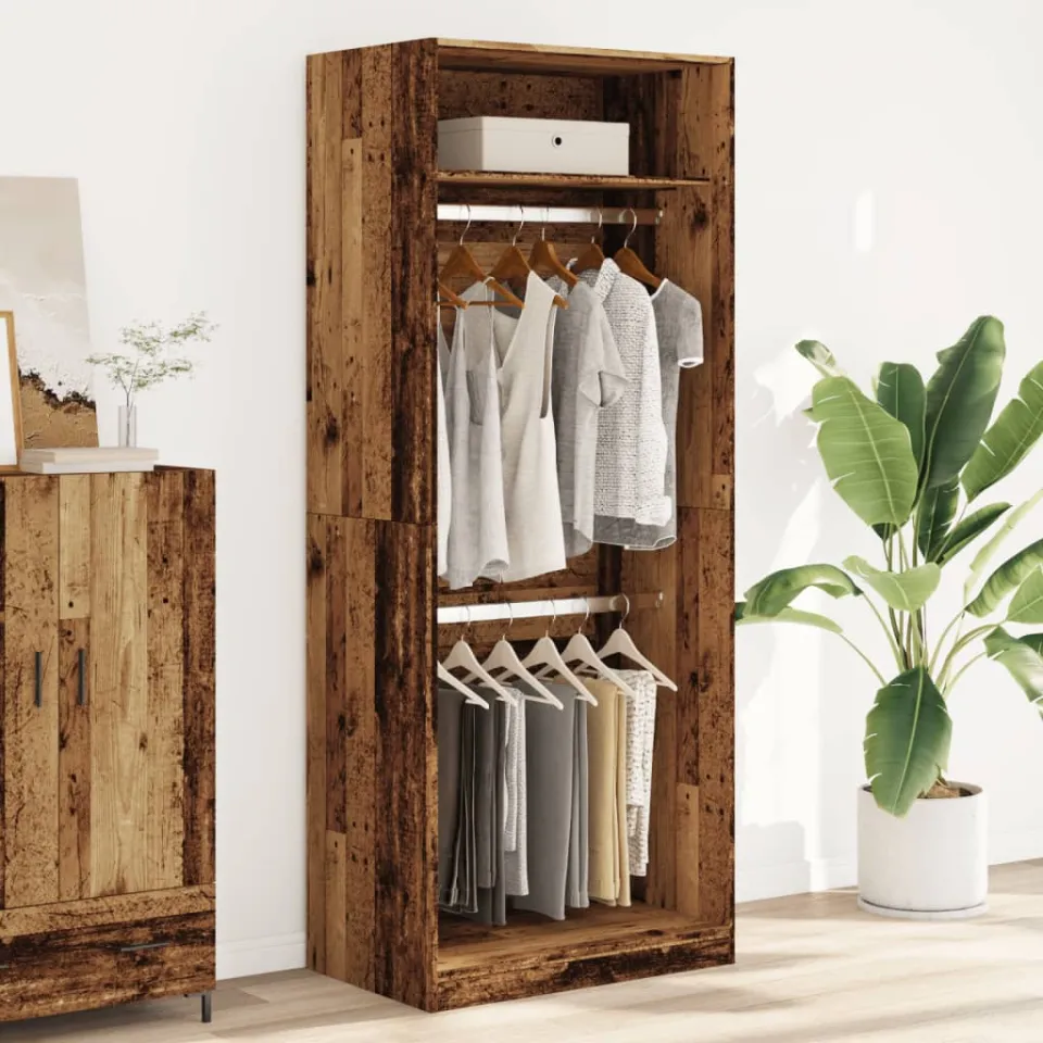 vidaXL Kledingkast 80x50x200 cm bewerkt hout oud hout bruin, foto 2