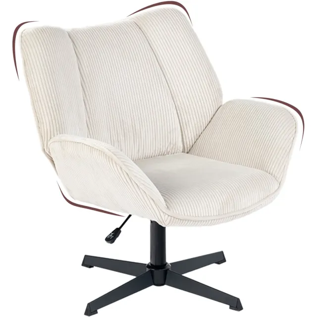 MEUBLE COSY Draaifauteuil - Ribfluweel In hoogte verstelbaar Kruisvoet - Beige