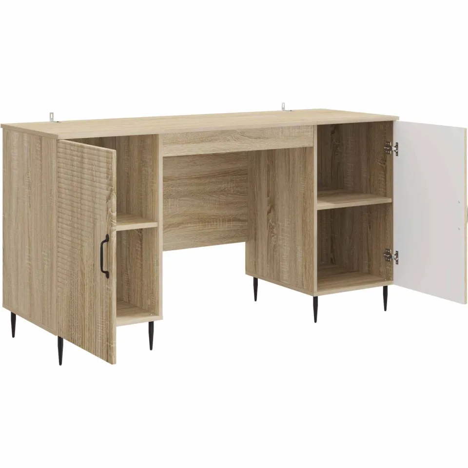 vidaXL Bureau Sonoma Eiken 142,5 x 50 x 75 cm Bewerkt hout, foto 3