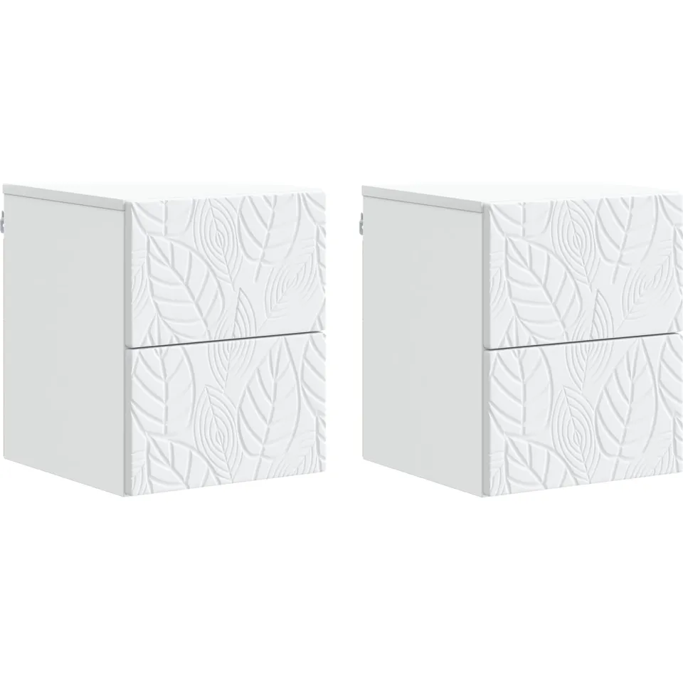 vidaXL Wandbeugel Bedkast 2 st Wit 34,5 x 33 x 40 cm Bewerkt hout