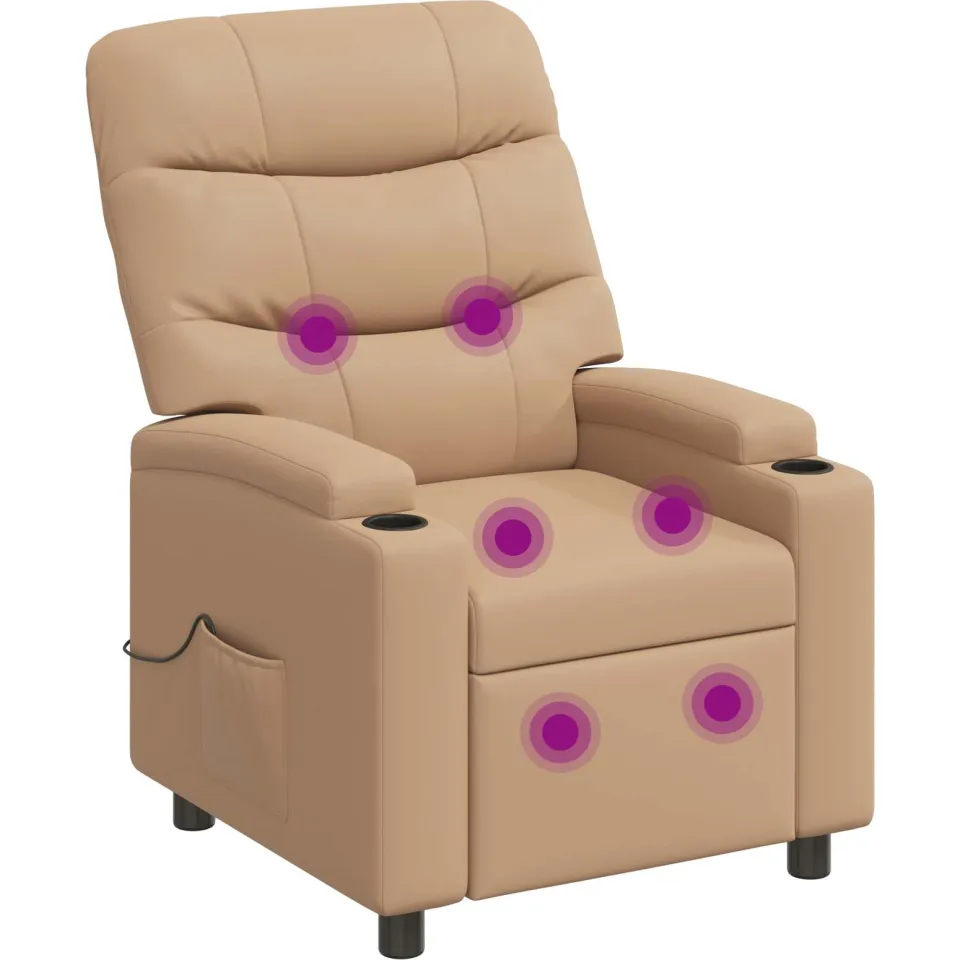vidaXL Massage-relaxstoel Cappuccino 75 x 93 x 102 cm Stof tan, foto 3