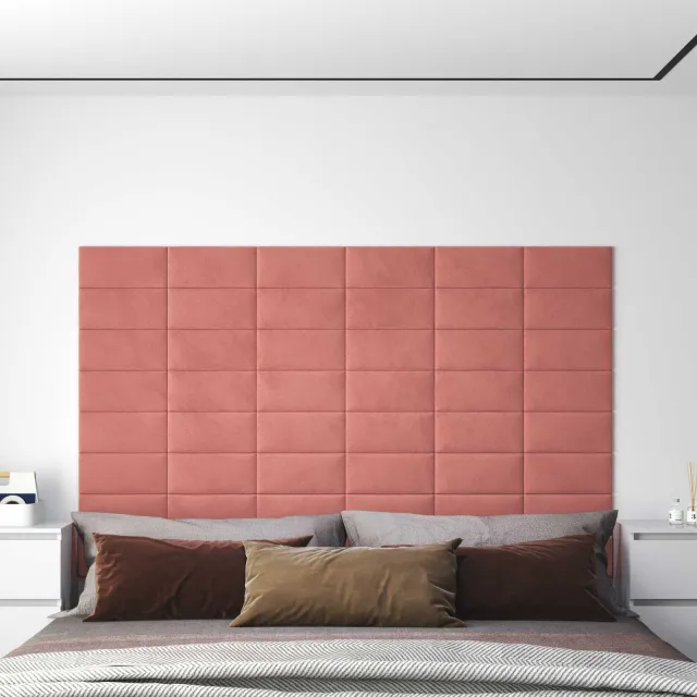 vidaXL Wandhoofdbord 12 st Roze Fluweel